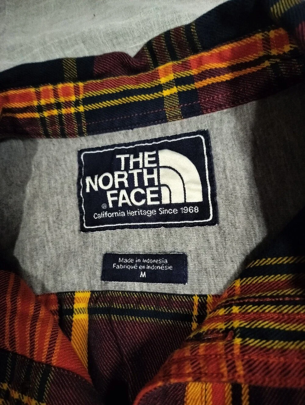 The North Face 100% Cotton Red, Yellow & Navy Plaid Button-Up Shirt - Medium